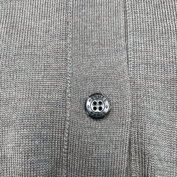 Hermes Womens Cardigan Pebble Gray Cashmere Silk Knit EU Size 40 Sweater New Tag - Picture 2 of 16
